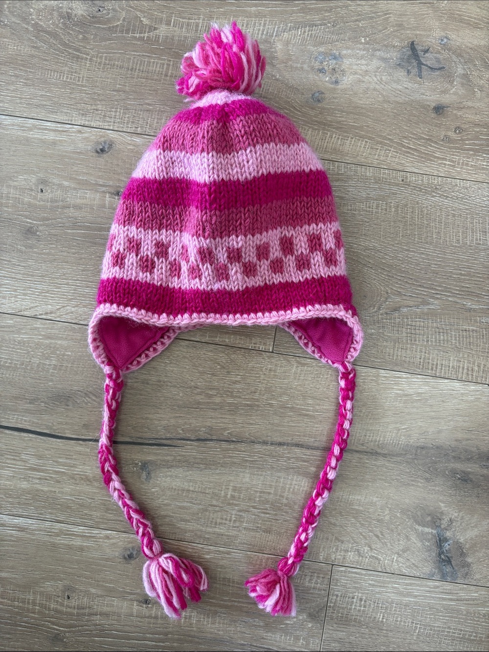 Pink 100% Wool Knit Toque